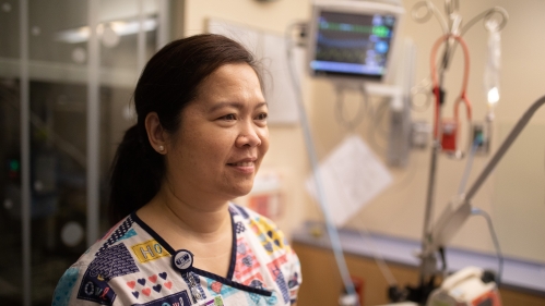 A nurse in scrubs