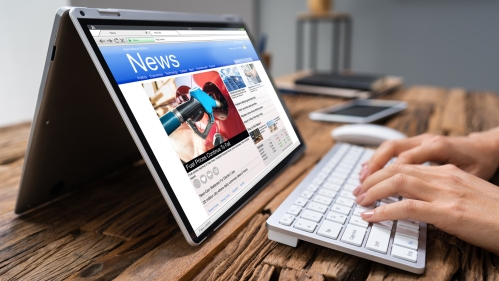 News media website on a computer
