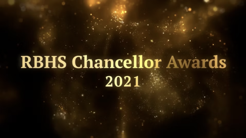Thumbnail for a video with the words RBHS Chancellor Awards 2021