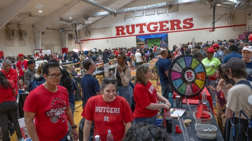 Bachata dancers and Rutgers students Keona Solano and Wendell LeFevre perform in the College Avenue Student Center during Rutgers Day.