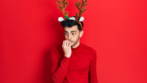 A person stressed during the holidays