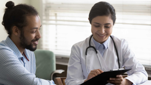 Clinician with patient