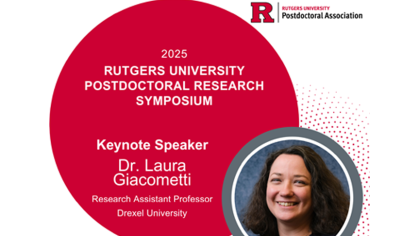 Graphic for 2025 Rutgers Postdoctoral Research Symposium which will take place on Sept. 19, 2025