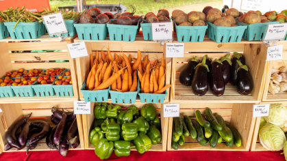 Fresh farm vegetables for sale at Rutgers Gardens market