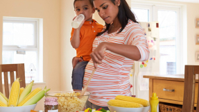 pregnant mom with child