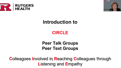 A slide for an Introduction video to CIRCLE peer support text and talk groups