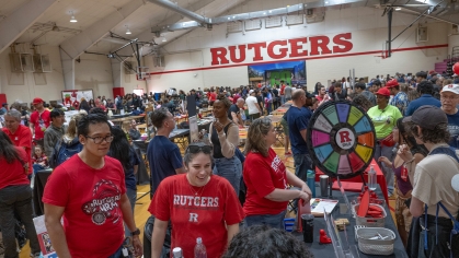 Bachata dancers and Rutgers students Keona Solano and Wendell LeFevre perform in the College Avenue Student Center during Rutgers Day.