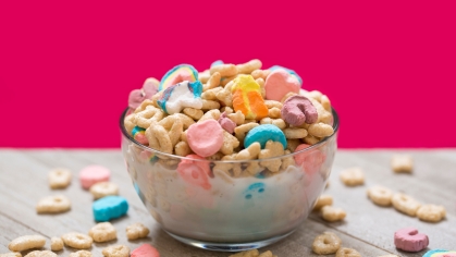 Bowl of surgary cereal 