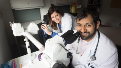 Nursing Care Coordinator Barbara Maffei  and Hematology/Oncology Fellow Ashwin Chandar