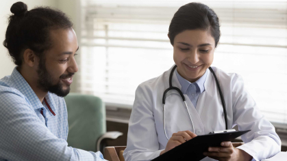 Clinician with patient