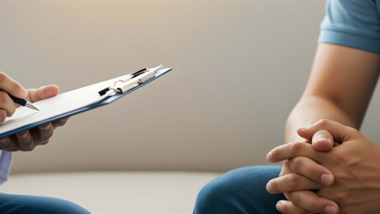 Clinician with patient