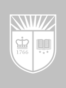 A white Rutgers shield on a gray background