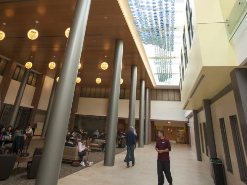 Inside the main hall at the School of Pharmacy