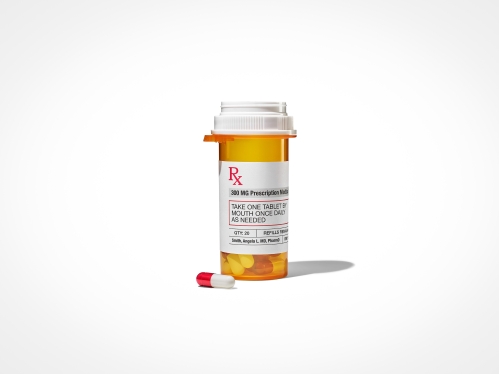 A prescription bottle on a white background