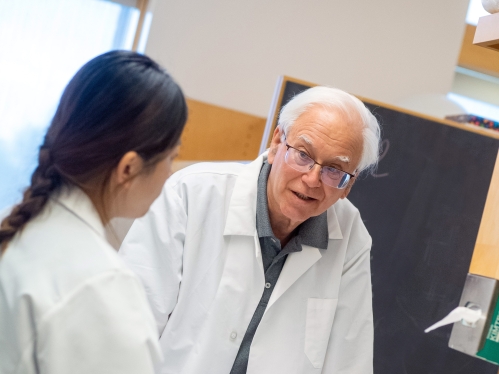 Researchers work in a lab at Rutgers Health