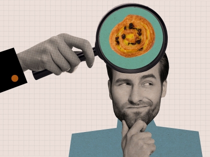 illustration of man thinking of food