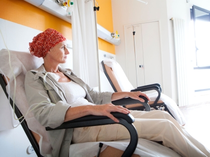 woman receives chemotherapy