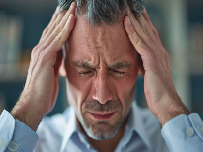 man holds his head