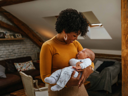 Black mother and newborn