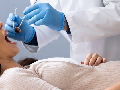pregnant woman at dentist