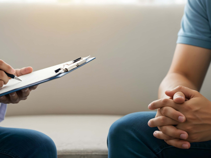 Clinician with patient