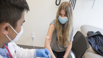 Student getting a vaccine