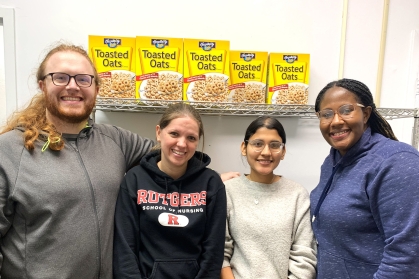 Sean Sturrock, Michelly Carvalho, Valerie Londono and Khadeen Hewitt are RBHS food pantry volunteers