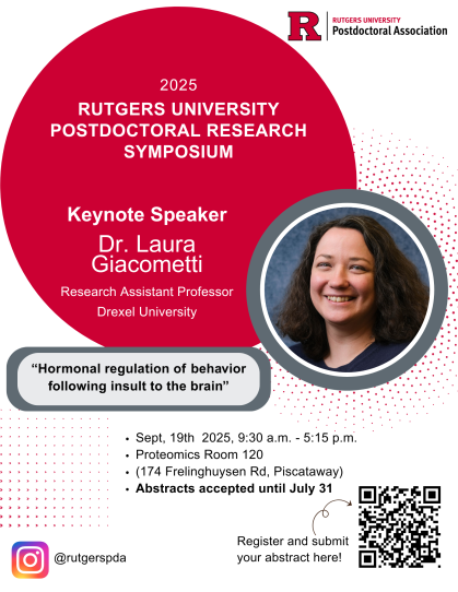 Flyer for 2025 Rutgers Postdoctoral Research Symposium