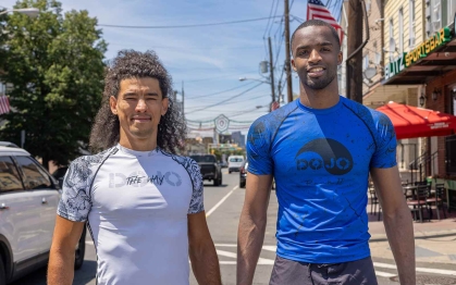 Michael Loureiro (left) and Rutgers medical student Yvan Yomba have blended their martial arts and medical backgrounds to form Street Ready LLC, a business that provides courses in conflict de-escalation, first aid and personal safety.