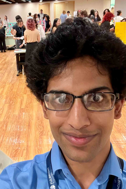 Rutgers graduate Deepak Gopalakrishnan snaps a selfie during the Fulbright Taiwan End of Year Conference in Taipei.