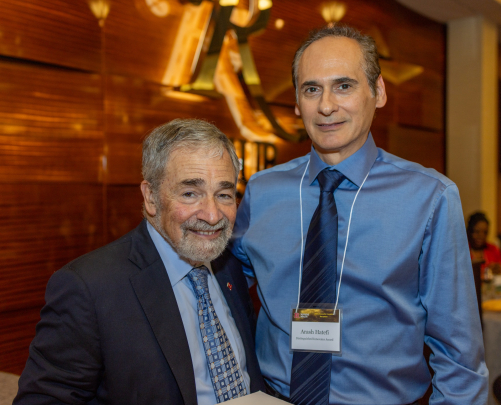 Chancellor Strom and Arash Hatefi, recipient of the Distinguished Innovator Award.