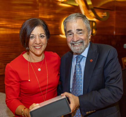 Deborah Lynn Toppmeyer, recipient of the Lifetime Distinguished Achievement Award, and Chancellor Strom.