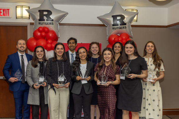 A group photo of the 2026 Rising Stars with their awards at the ceremony in Newark.