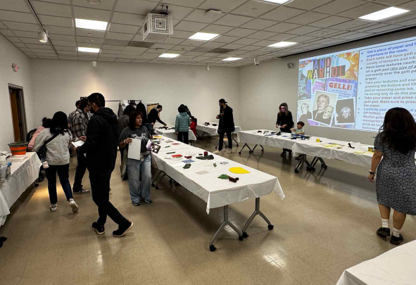Staff at the Zimmerli Art Museum set up arts and crafts for Rutgers Day attendees on Saturday.