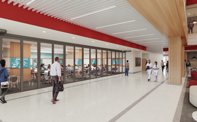 Rendering of classroom corridor